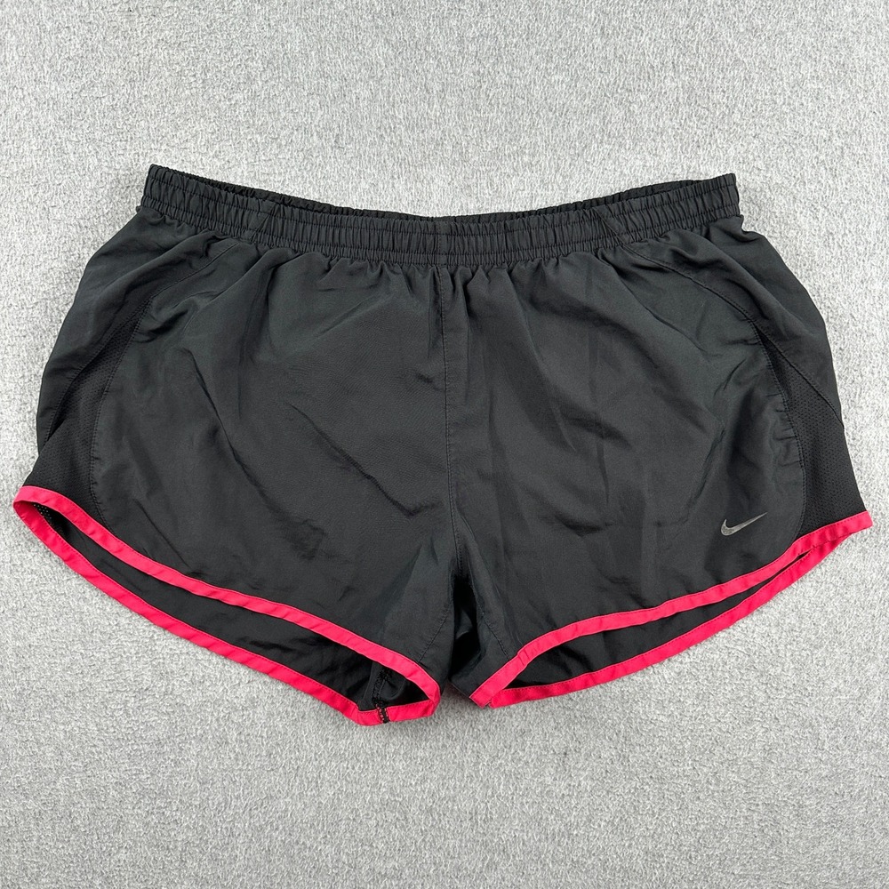 Nike Shorts Womens L Running Black Pink Swoosh Logo Activewear Athletic